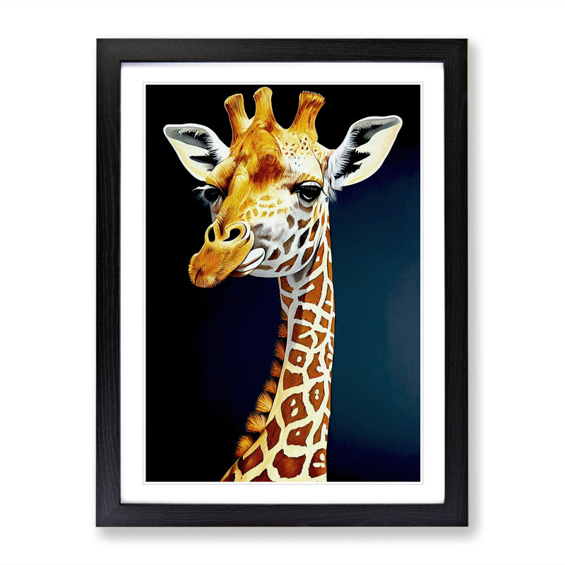 XV1022-515X Amazing Giraffe - Single Picture Frame Print, Black, 34cm H x 25cm W x 2cm D