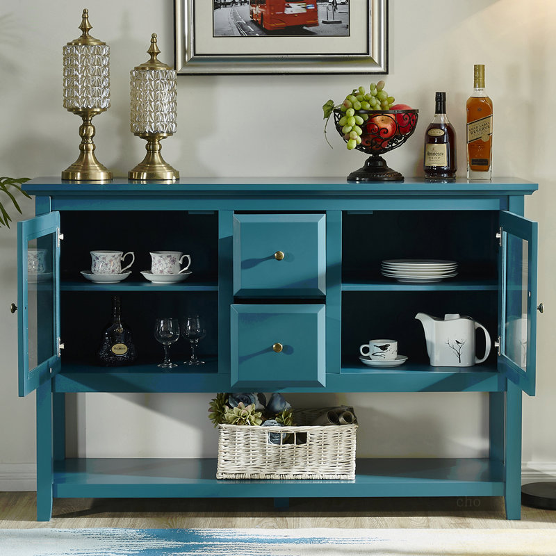 Buffet moderne de 52 po avec tablettes réglables, buffet avec 2 portes, crédences pour la salle à manger, le salon et le vestibule