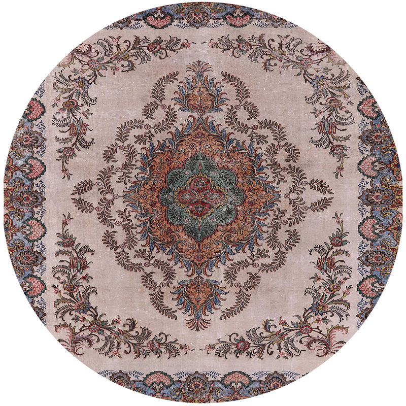 Tapis 100% Mid-Century moderne lavable à la machine 2247, Rond 6 pi