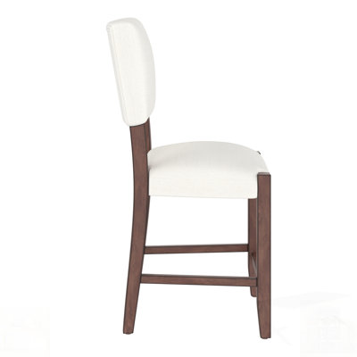 Tabourets de bar modernes de style Mid-Century, rembourrés de lin confortable avec des pieds en bois massif pour la cuisine et la salle à manger