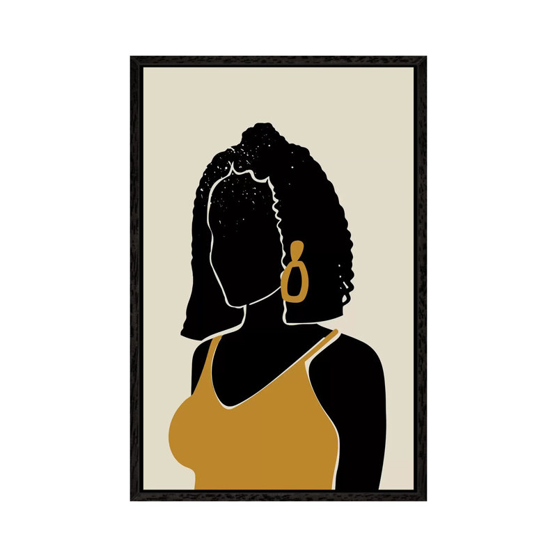 Black Hair XI - Print on Canvas, 66.04 cm H x 45.72 cm W, Black Framed