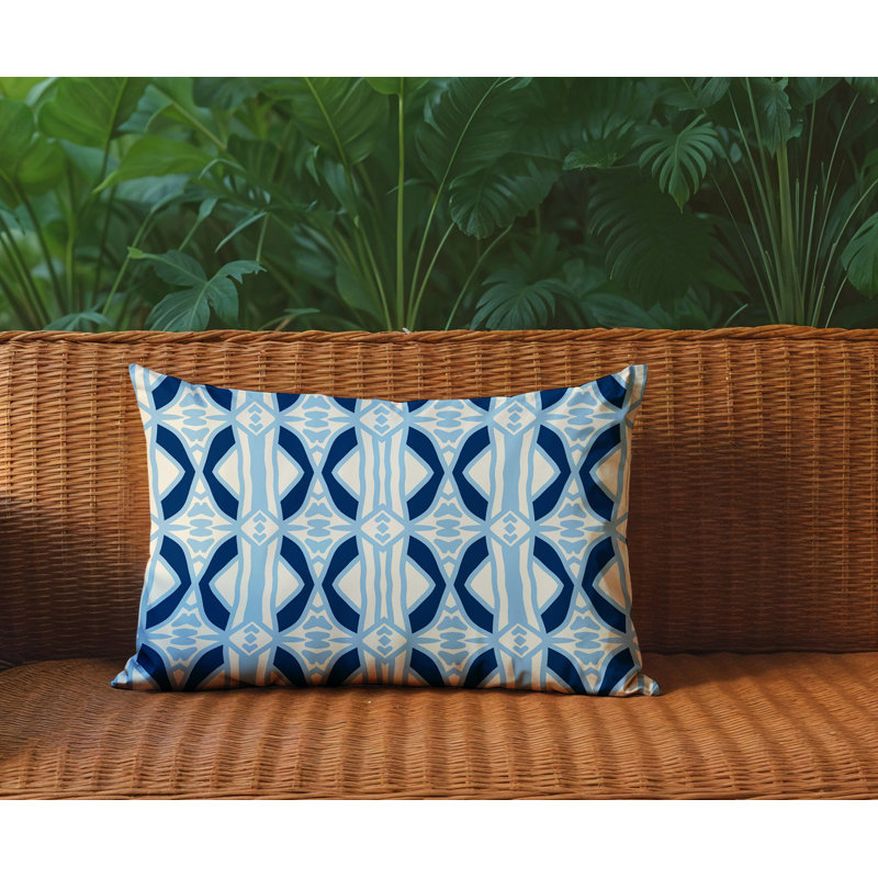 Coussin rectangulaire intérieur / extérieur réversible Sunderland, Rectangle H 18 po x l 25 po, Bleu