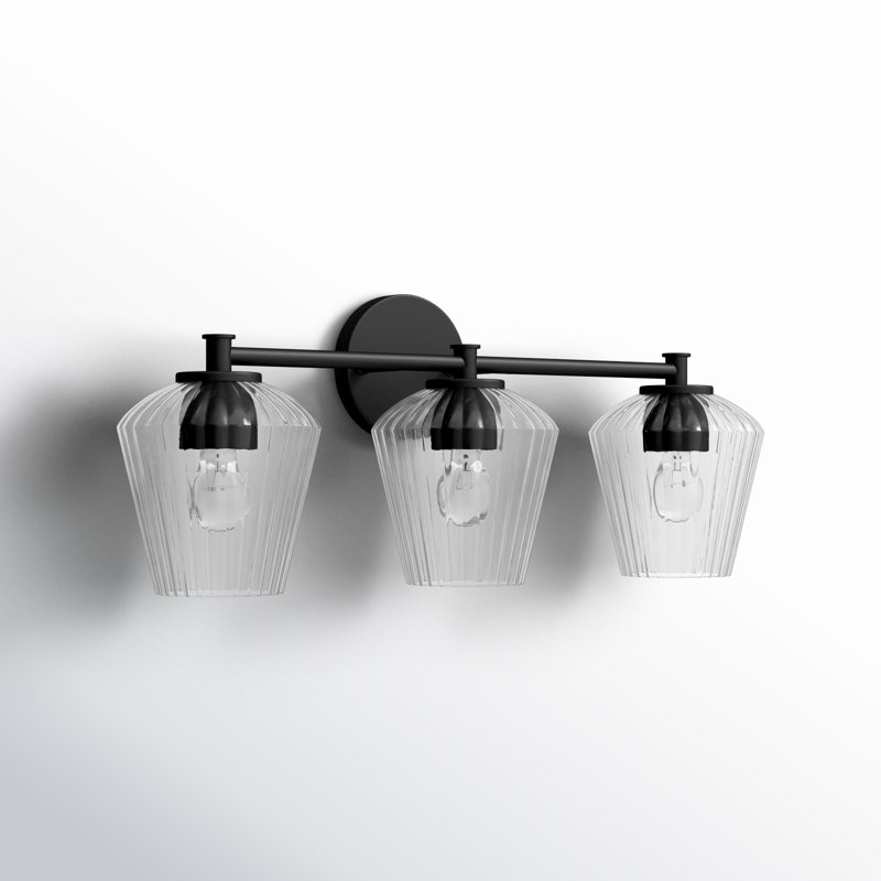 Depner 3 Light Ribbed Dimmable Vanity Light, Matte Black