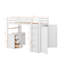 Lit mezzanine simple avec tiroirs, bureau et garde-robe-348677464