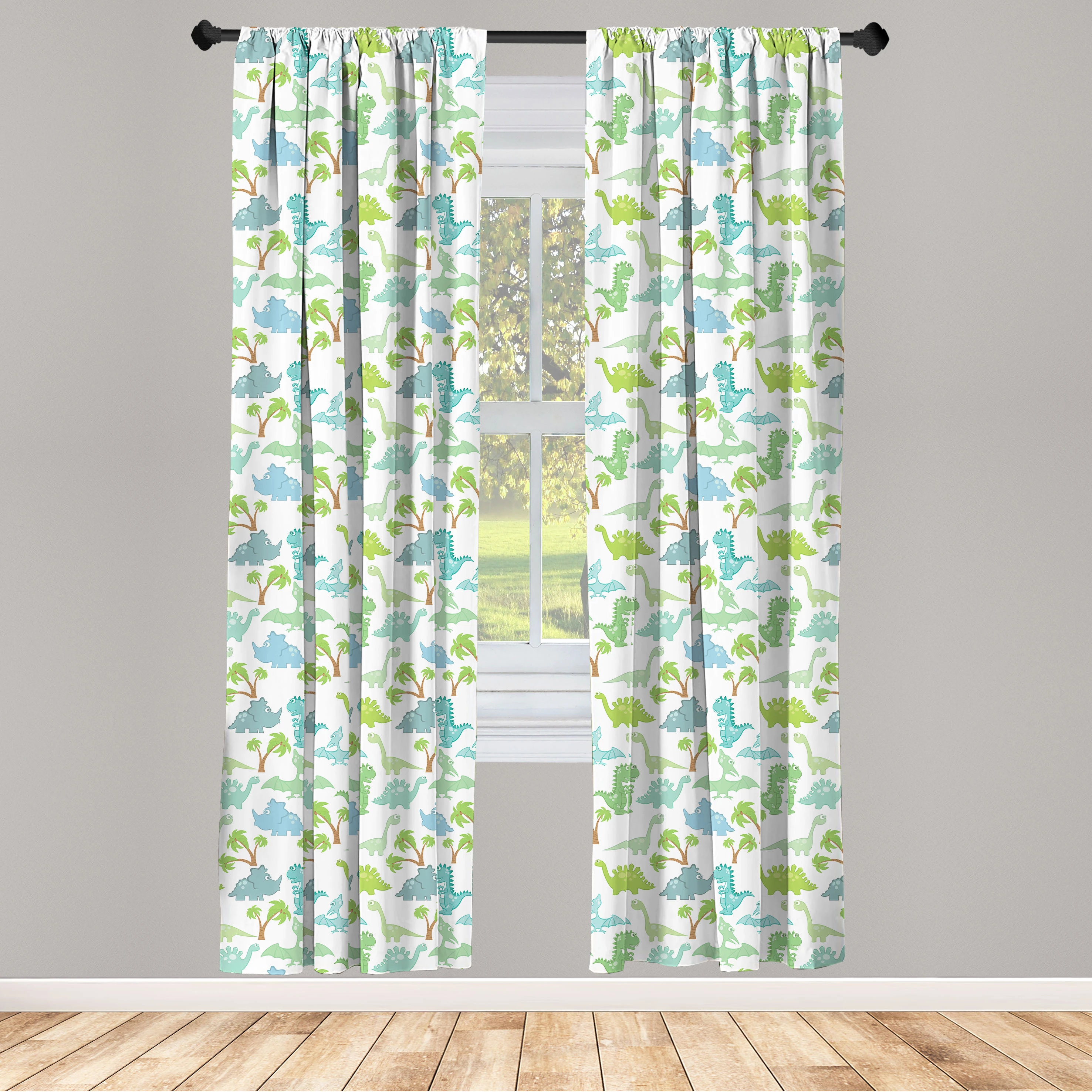 East Urban Home Velociraptor Semi-Sheer Rod Pocket Curtain Panels | Wayfair