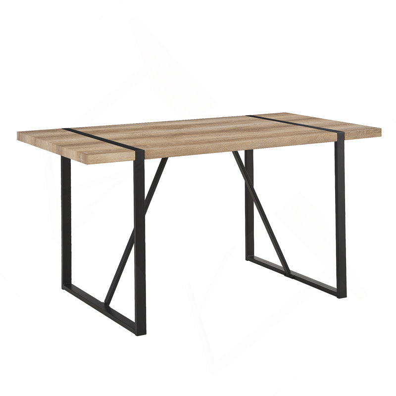 55"Rustic Industrial Rectangular MDF Wood Colour Dining Table For 4-6 Person, Wood
