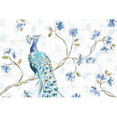 «Peacock Allegory I White», reproduction sur toile tendue