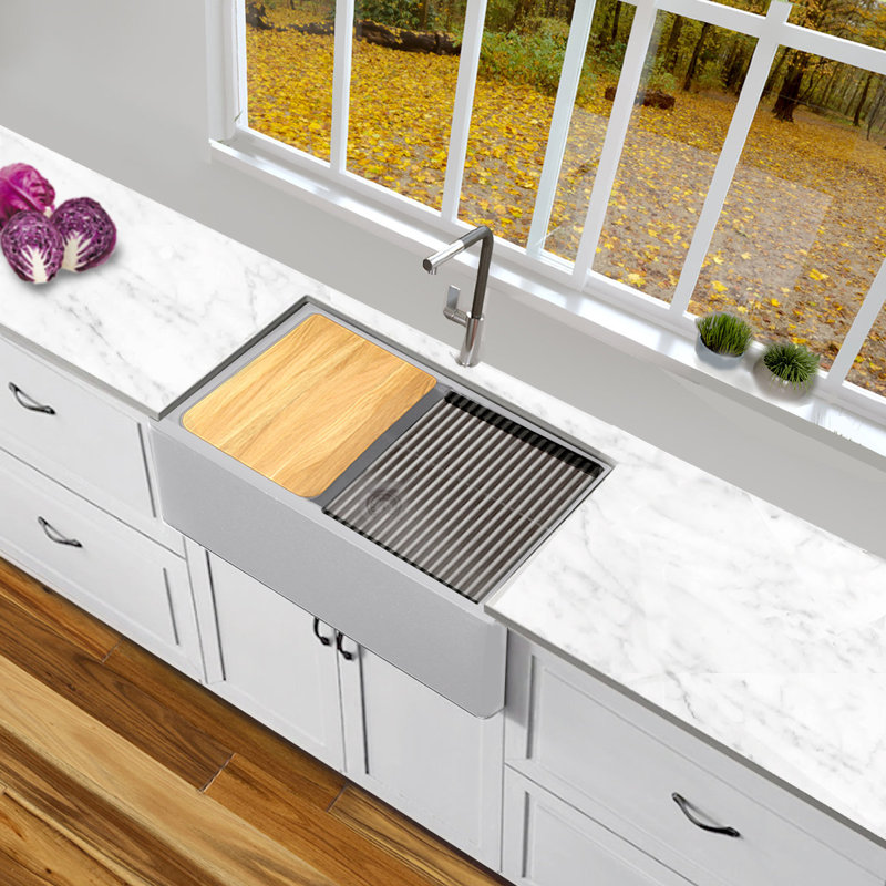 Plymouth 29.75'' L Single Basin Kitchen Sink, Gray