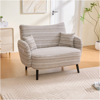 Canapé à deux places de style moderne avec accoudoirs ultra-confortables, coussins d'accoudoir et rangement Pocke, canapé à deux places profonds, canapé moderne confortable pour chambre à coucher, petits espaces, appartements et autres
