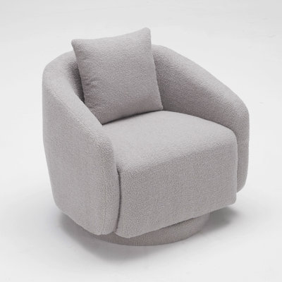Swivel Accent Chair, Barrel Armchair With Back Pillow & Wood Frame For Living Room, Bedroom, Office