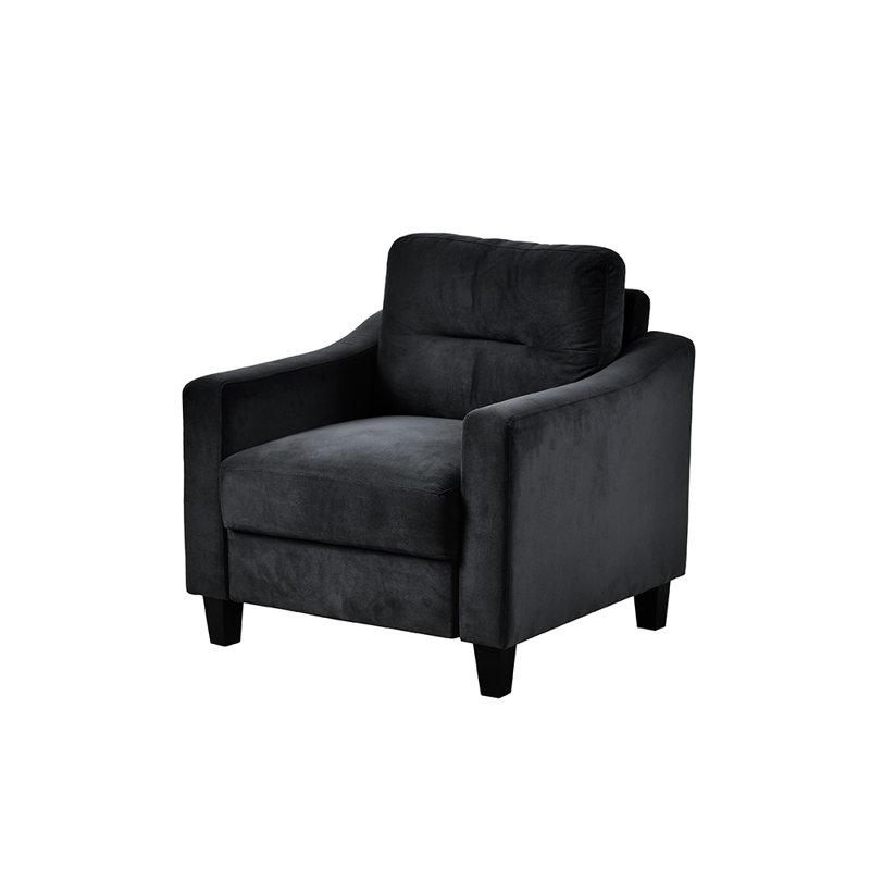 Angis Velvet Armchair, Black Velvet