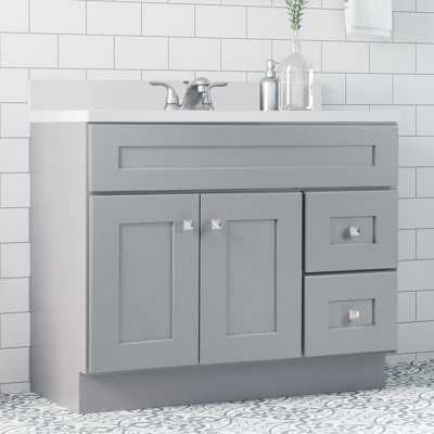 Brookings 37 Inch Solid Wood Bathroom Vanity with Solid White Top, Assembled, Sherwin Williams – Design House, 216069