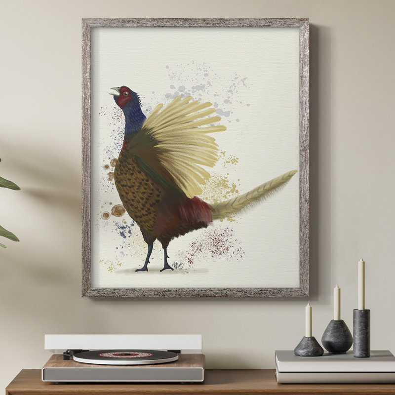 Pheasant Splash 8, reproduction encadrée - bois massif, H 11 po x l 9 po