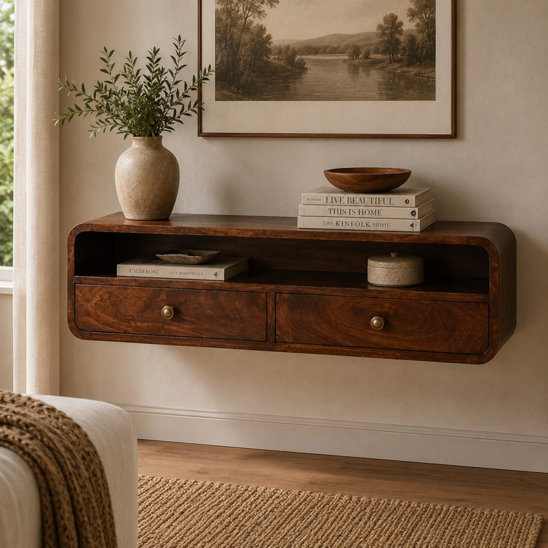 Floating California Walnut Open Console