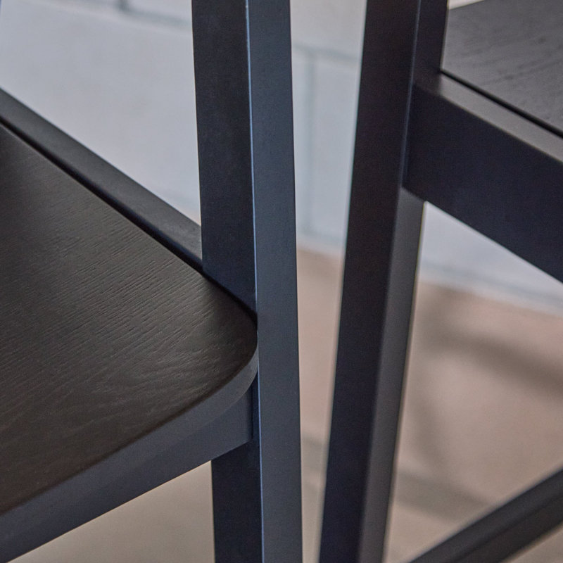 Counter Stool with Solid Wood Frame, Black