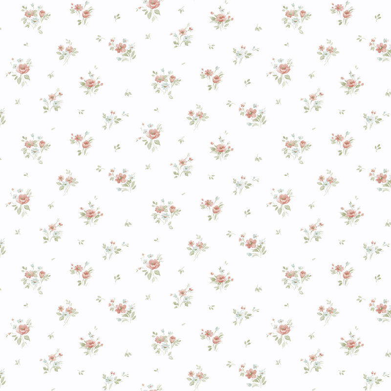 Pretty Prints Floral 10.05m x 53cm Matte Wallpaper Roll, Pink/Green