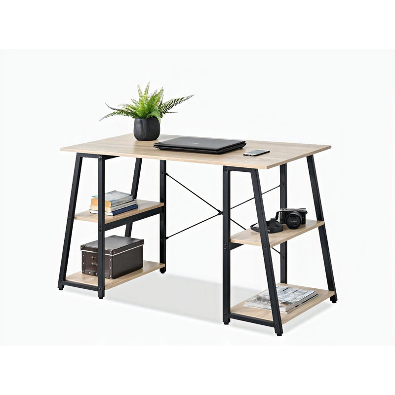 Reda Metal Base Writing Desk, Black, Oak