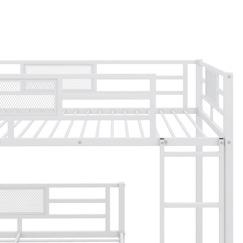 Twin over Full  Space-Efficient L-Shaped Metal Bunk Bed, White