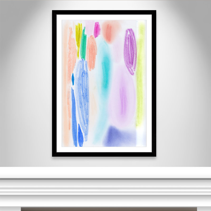«Vivid Space II» par Bea Dina, Papier avec cadre simple noir, Blanc, H 49 po x l 35 po x P 1,25 po