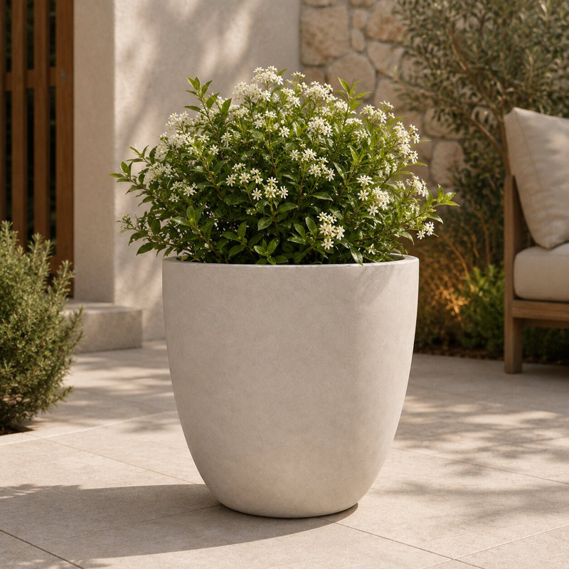 Pot à fleurs en béton Karola, Béton patiné, H 17 po x l 18 po x P 18 po