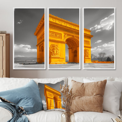 Ensemble de décorations murales en pierre jaune et gris Monument Arc De Triomphe