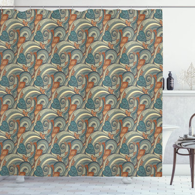 Damask Shower Curtain with Hooks Included