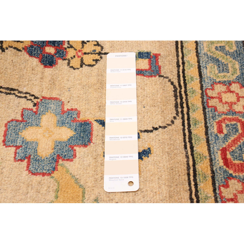 Tapis ivoire / rouge en laine nouée à la main de conception unique 9 pi 10 po x 13 pi 8 po Purtell