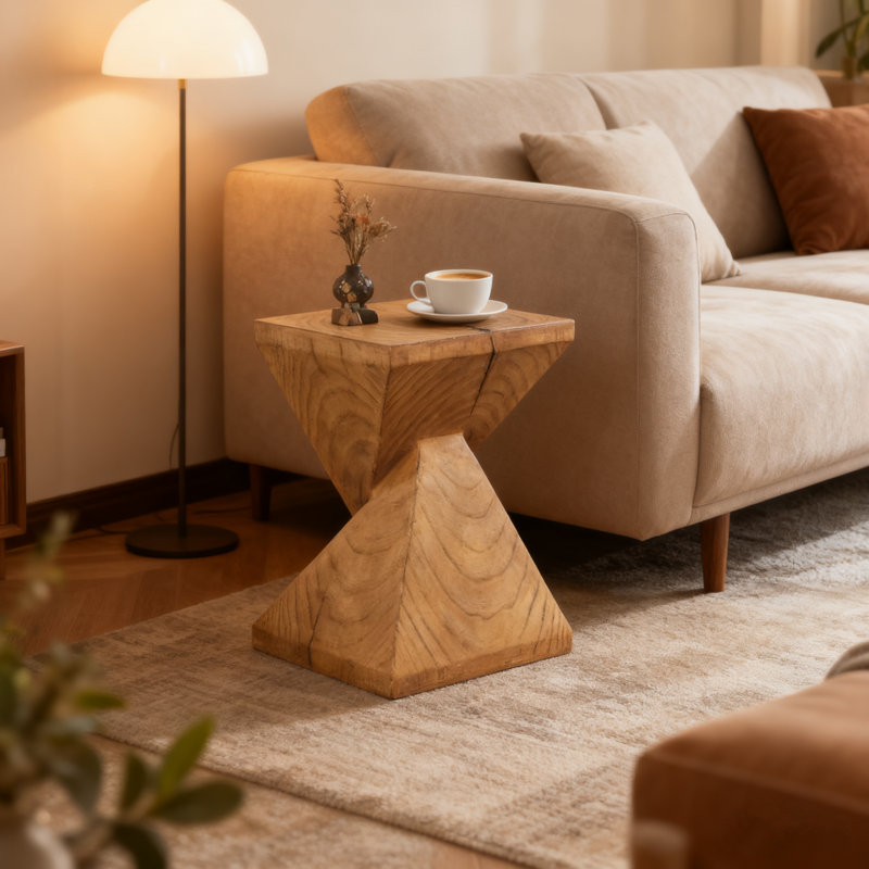 Faux Wood Side Table End Table Coffee Table