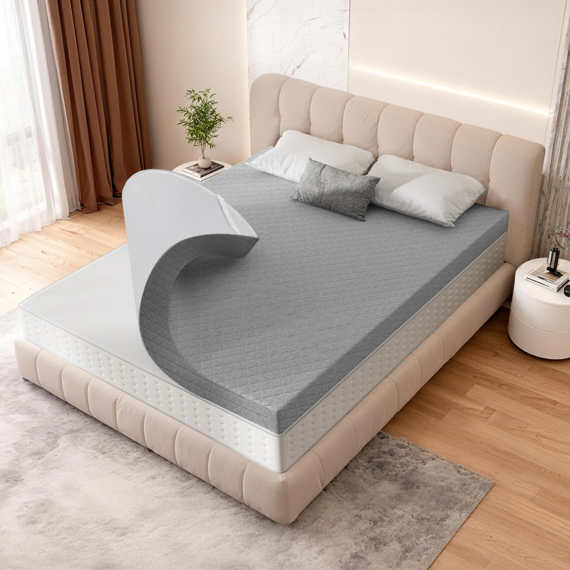 3 Inch Gel Memory Foam Mattress Topper, Ventilated High Density Pad For Back Pain, Bed Topper With Removable Soft Cover, Certipur-Us Certified,Grey