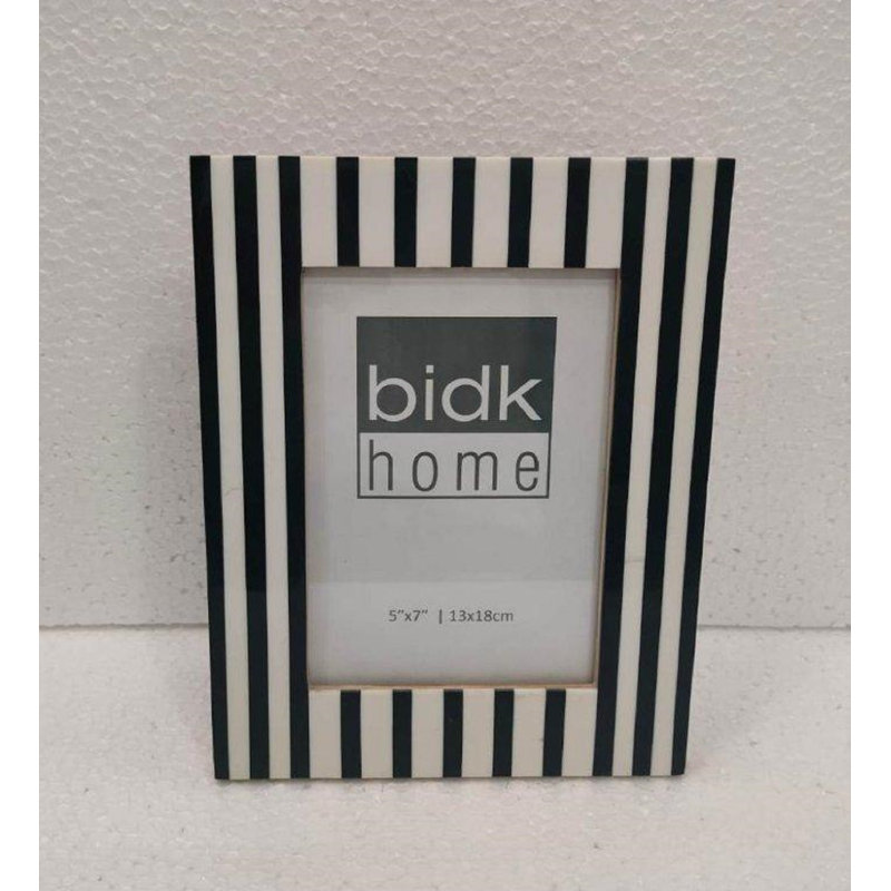 Black and White Striped Resin Tabletop Picture Frame
