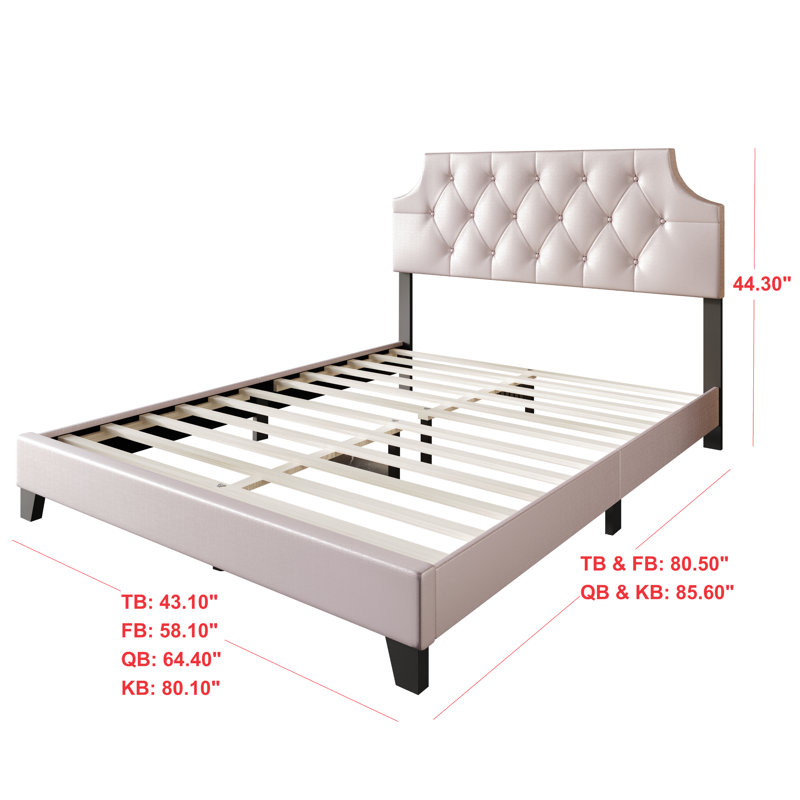Lit plateforme en cuir Mekelle, Rose, Simple