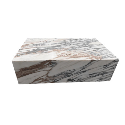 Genuine Marble Block Coffee Table - Arabescato Marble