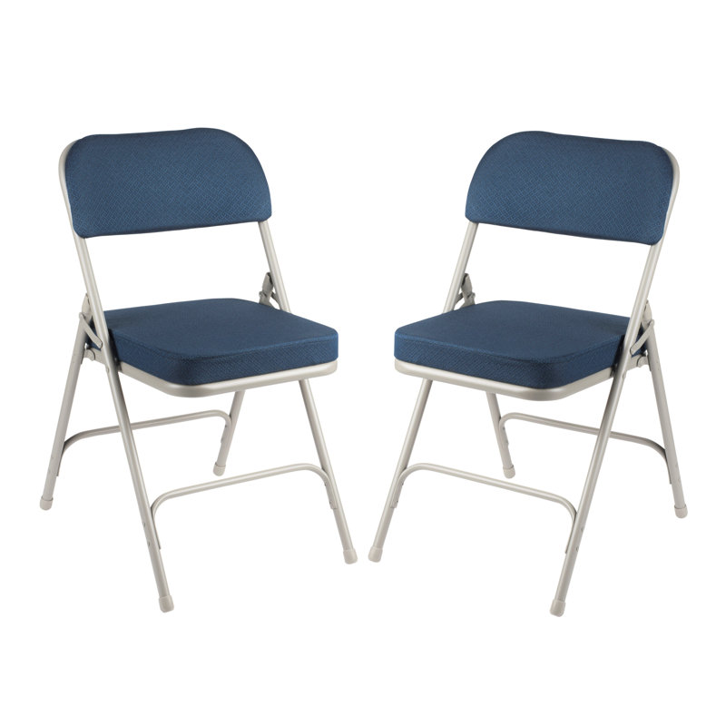 Bernadine Deluxe Fabric Padded Folding Chair, Blue/Gray