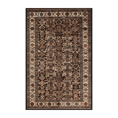Machine Washable Art Deco Black Area Rug