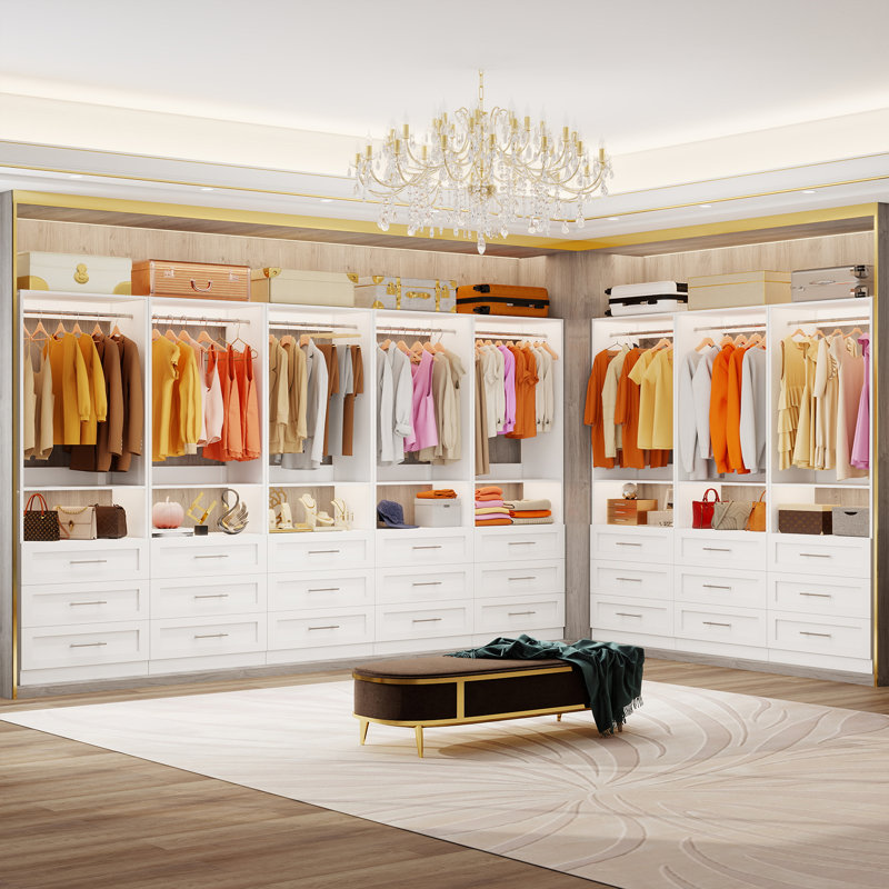8-21FT Closet system with 12 drawers, 4 shelves and 8 hanging rods