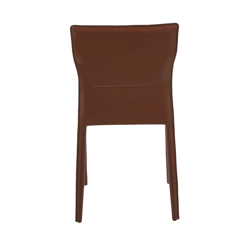 Chaise rembourrée en cuir Angelicia, Marron foncé