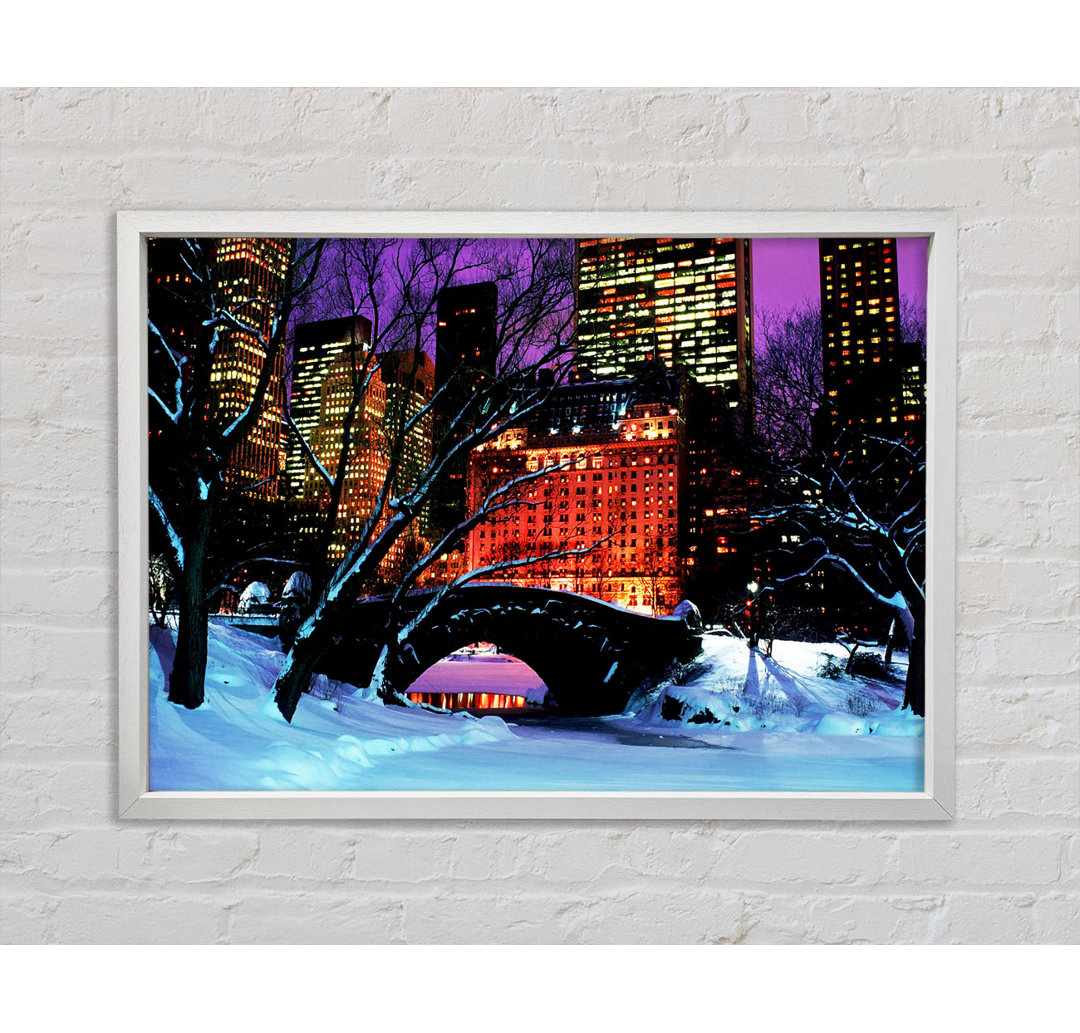 New York City Central Park Night Snow - Einzelbildrahmen Kunstdrucke auf Leinwand