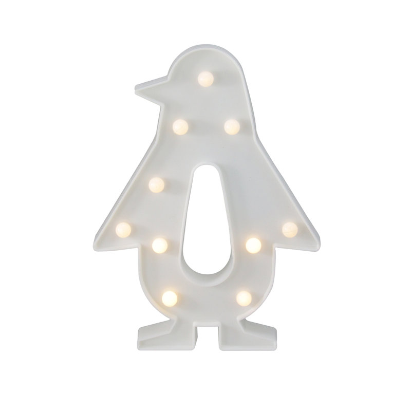Enseigne lumineuse blanche 10,25 "pingouin