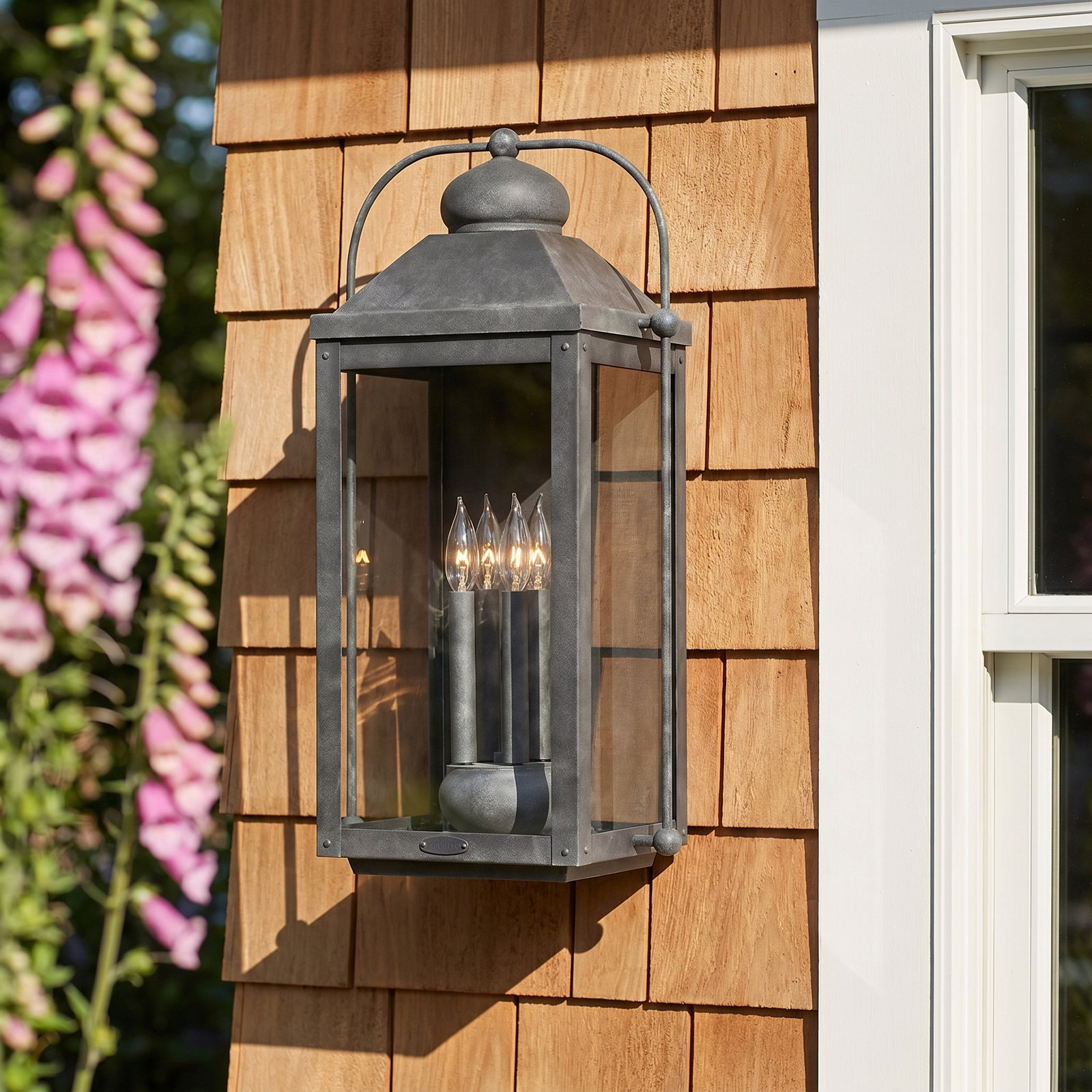 Hinkley Anchorage 4-Light Outdoor Wall Lantern, Aged Zinc, 4