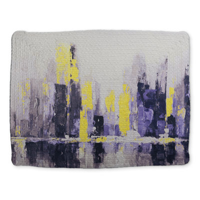 Yellow Braided Polyester Placemat - Abstract Cityscape Decor