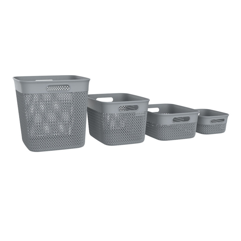  4 Qt Decorative Storage Basket, Small Home Organizer, White, 8 Pack, White