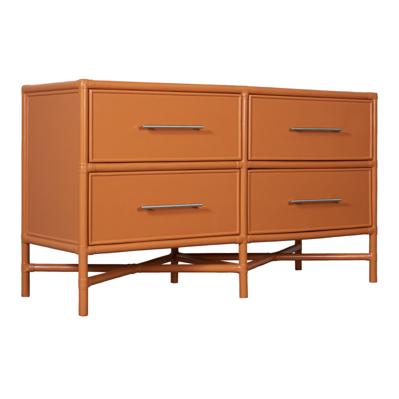 Venice 4 Drawers 54" W Double Dresser, Citrus Orange