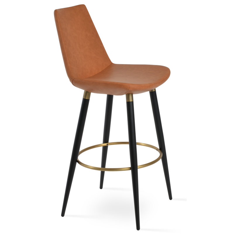 Tabouret de bar et de comptoir Eiffel Ana, Caramel, Tabouret de bar (siège d'une hauteur de 29 po), Noir