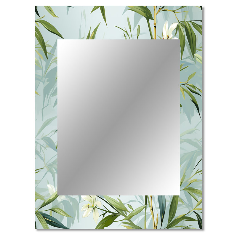 Anuthy Tropical Zen Bamboo - miroir mural décoratif tropical, miroir tropical, impression d'art en métal, 40 po x 30 po