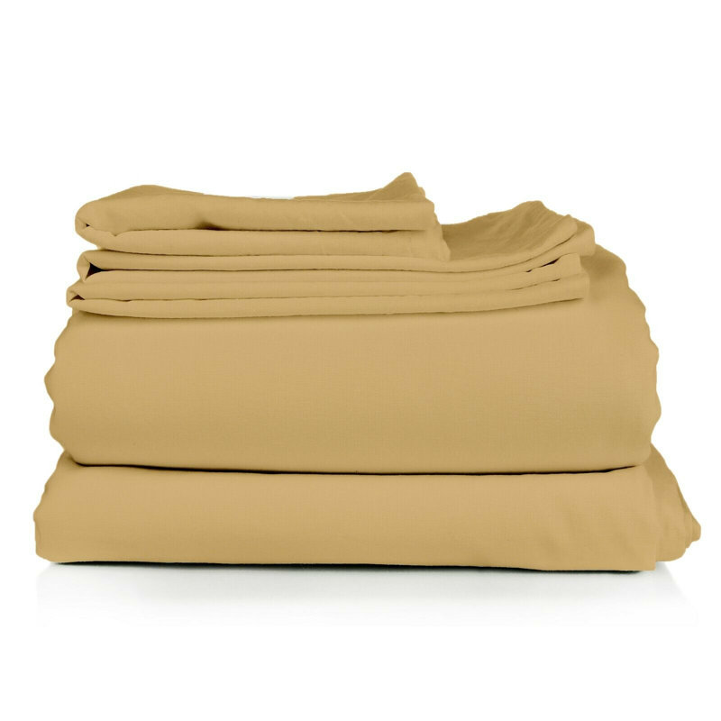 Microfiber Sheet Set, Gold, Queen Sheet Set + Fitted Sheet + 2 Pillowcases