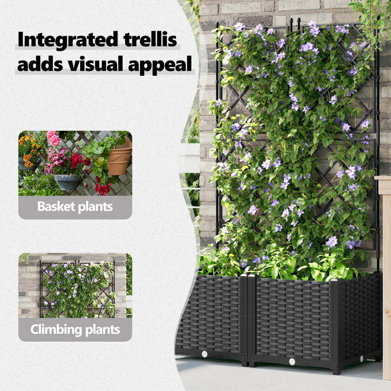 Garden Planter Steel Outdoor Container Modern Decor Terrace Stylish Pot, 143cm x 80cm x 40cm, Brown
