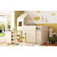 Lit mezzanine simple en bois avec bureau, tiroirs, armoires, beige-751370736