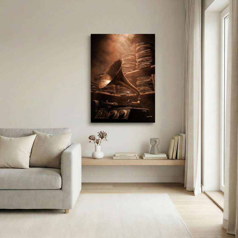 Ensemble de 1 tableau sur toile vintage représentant un phonographe, 24"H x 16"W, Wrapped Canvas