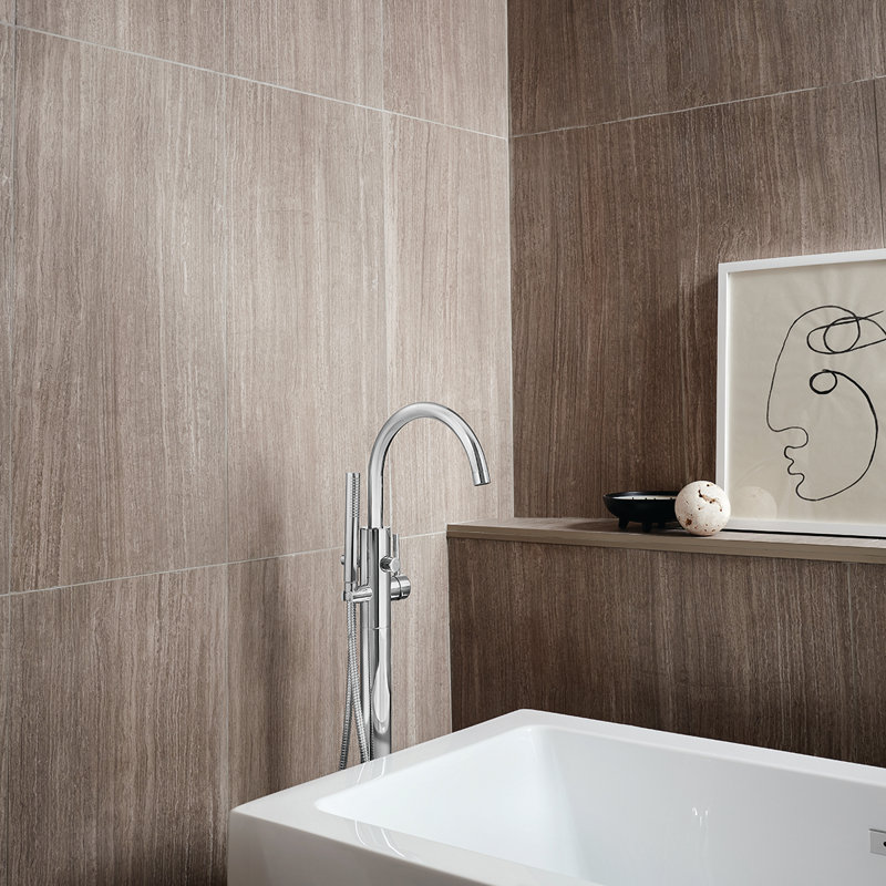 Robinet de baignoire romaine à poignée simple Lucid, Chrome poli