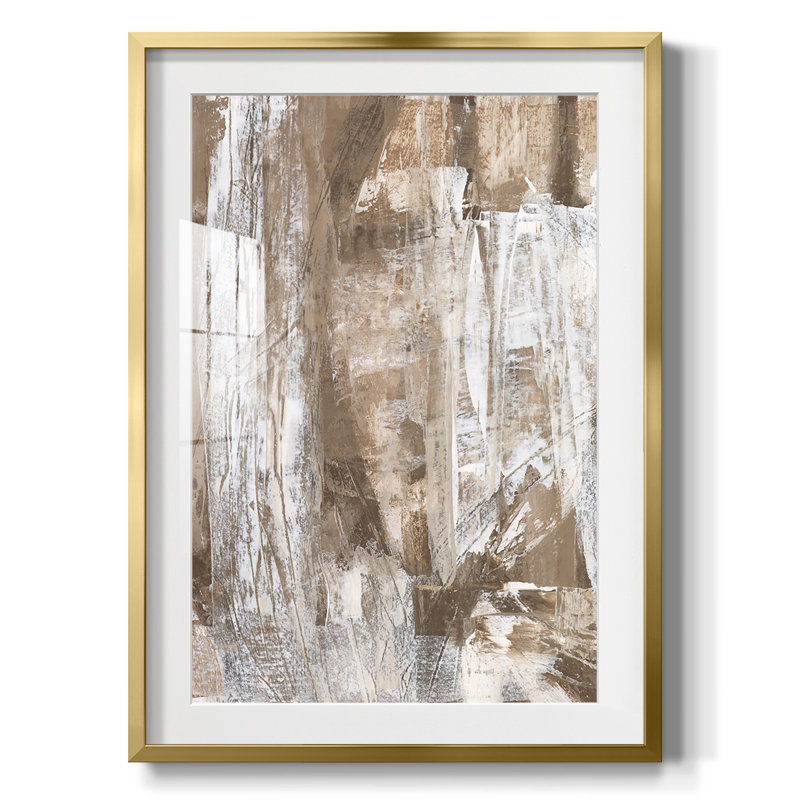 Reproduction encadrée neutre imprimé Andaman II, Blanc, Papier avec cadre doré